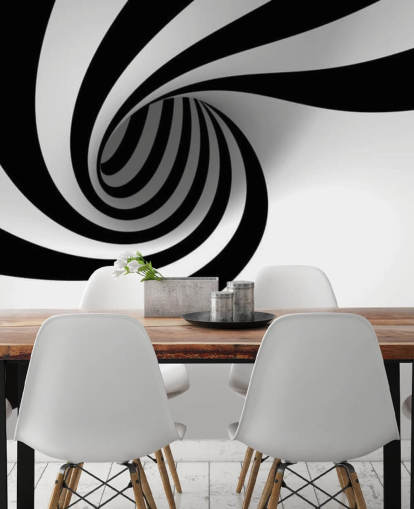 black and white 3d wallpaper mural called Abstract Spiral for bedrooms and home offices