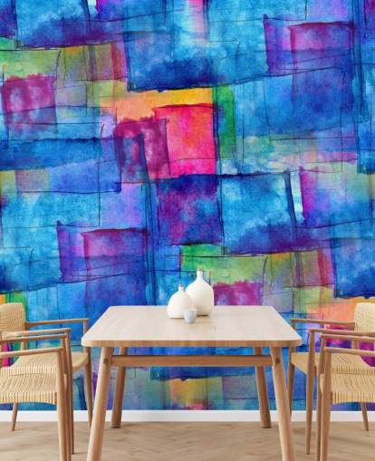 Papier Peint Art Abstrait Cube Aquarelle