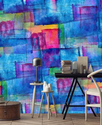 Akvarel Cube Abstrakt Kunst Baggrund