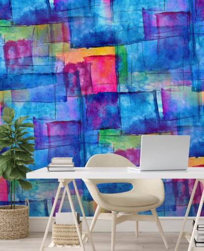 Papel pintado de arte abstracto de cubo acuarela Papel pintado de arte abstracto de cubo acuarela