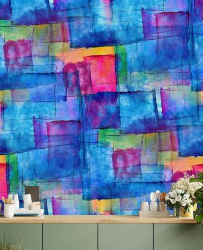 Papier Peint Art Abstrait Cube Aquarelle Papier Peint Art Abstrait Cube Aquarelle