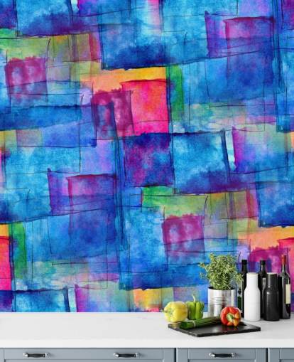 Papel pintado de arte abstracto de cubo acuarela