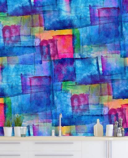Watercolour Cube Abstract Art Wallpaper