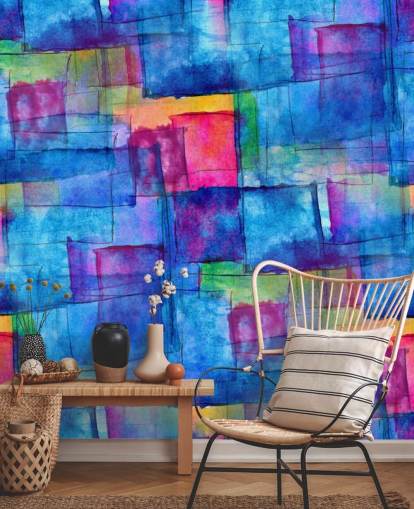 Papier Peint Art Abstrait Cube Aquarelle Papier Peint Art Abstrait Cube Aquarelle