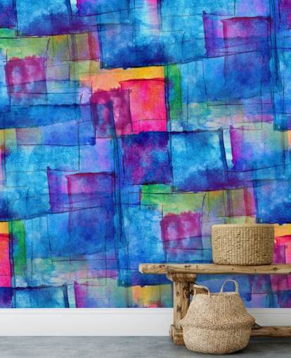 Papier Peint Art Abstrait Cube Aquarelle