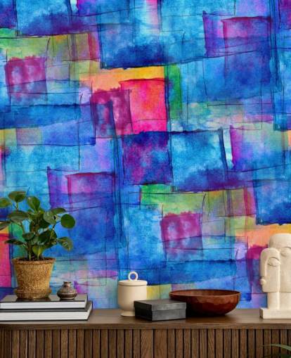 Watercolour Cube Abstract Art Wallpaper