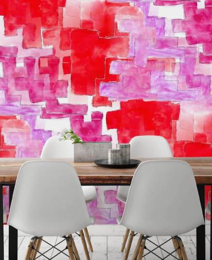 Papier Peint Abstrait Bleu et Rose