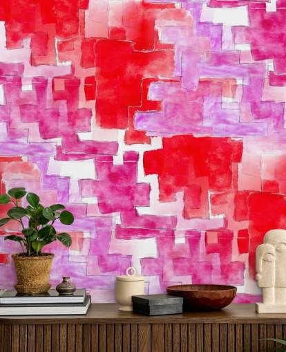 Carta da parati astratta blu e rosa