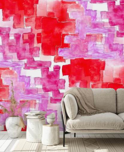 Papel pintado abstracto azul y rosa