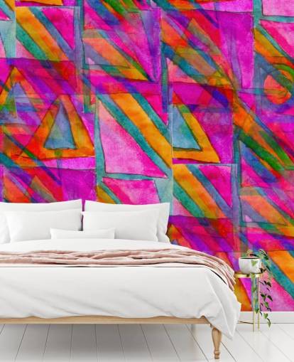 pink, orange and green abstract art wallpaper