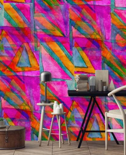 pink, orange and green abstract art wallpaper