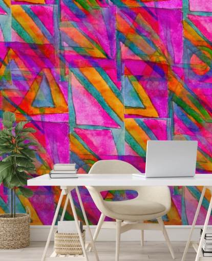 Picasso - Purple Cubism Bright Pink Wallpaper