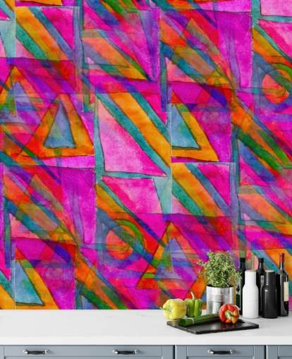 rosa, orange och grön abstrakt konst tapeter