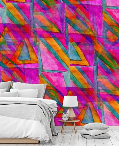 papel pintado de arte abstracto rosa, naranja y verde