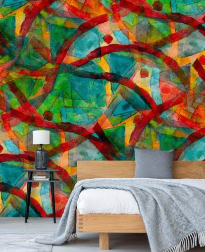 Lijnen en stippen abstract behang