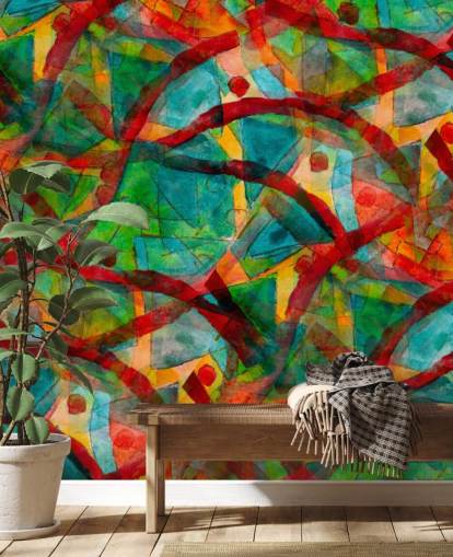 Lijnen en stippen abstract behang Lijnen en stippen abstract behang