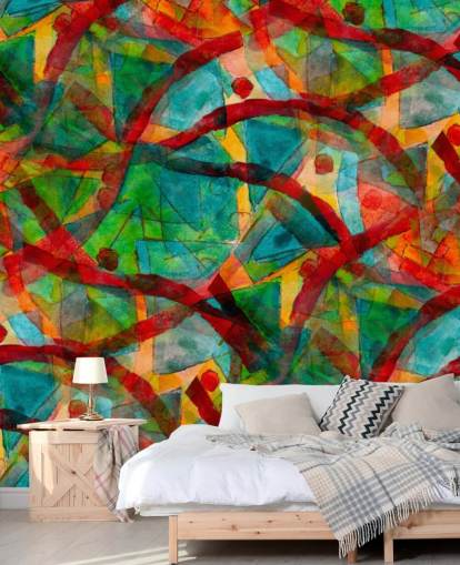 Lijnen en stippen abstract behang