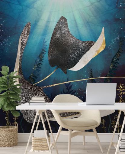 stingray navy und goldfarben tapete