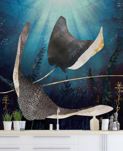 stingray marine og gull farge tapet stingray marine og gull farge tapet