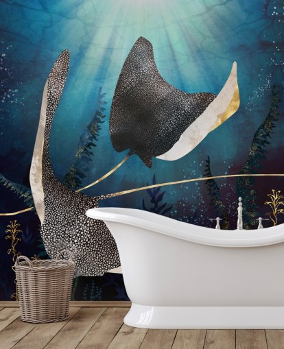 stingray navy und goldfarben tapete