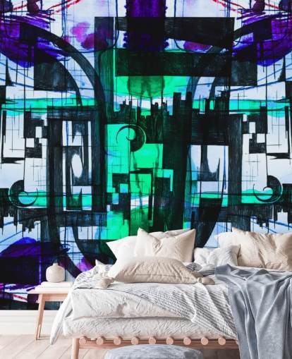 Papier peint abstrait vert et violet