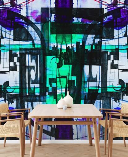 Papier peint abstrait vert et violet