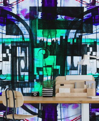 Papier peint abstrait vert et violet Papier peint abstrait vert et violet