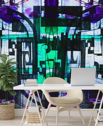 Papel pintado abstracto verde y morado Papel pintado abstracto verde y morado