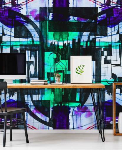 Papier peint abstrait vert et violet