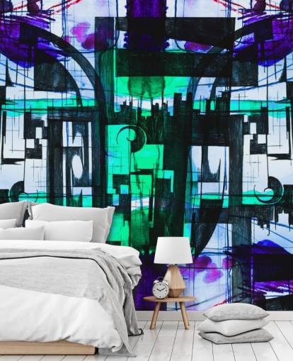 Papier peint abstrait vert et violet Papier peint abstrait vert et violet