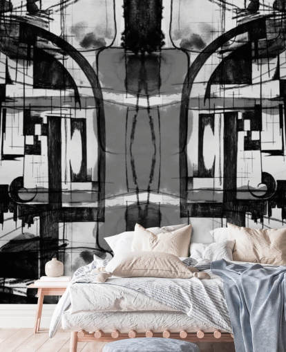 Papel de parede abstrato preto e branco