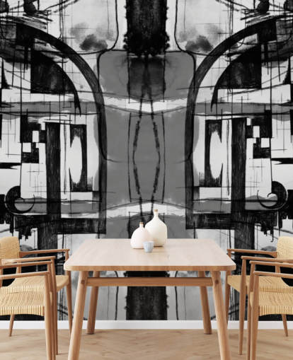 Papier peint abstrait noir et blanc