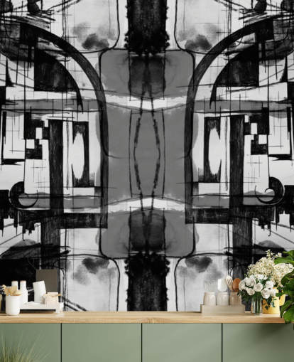 Papel de parede abstrato preto e branco Papel de parede abstrato preto e branco