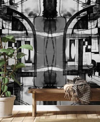 Svart og hvitt abstrakt tapet Svart og hvitt abstrakt tapet