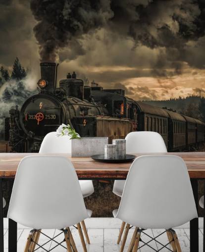 dunkles Dampflok-Tapeten-Wandbild namens Gold Digger Train von 1x Photography