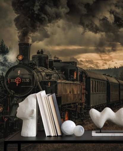 mural de papel de parede de trem a vapor escuro chamado Gold Digger Train da 1x Photography
