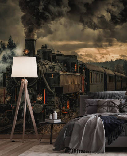 mørkt damptog tapet veggmaleri kalt Gold Digger Train fra 1x Photography