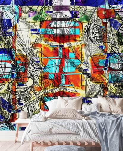 Kleurrijke abstracte kunst behang Kleurrijke abstracte kunst behang