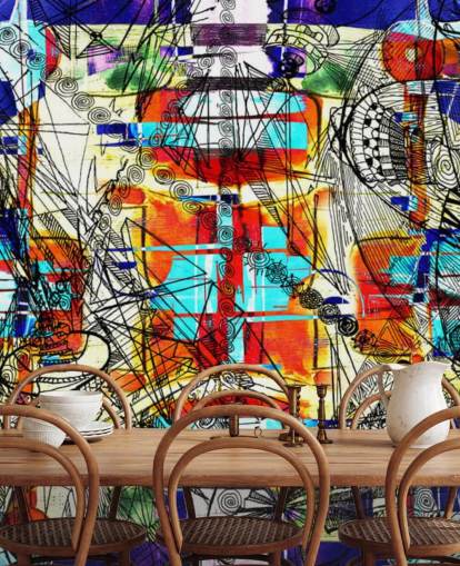 Fargerik abstrakt kunst tapet Fargerik abstrakt kunst tapet