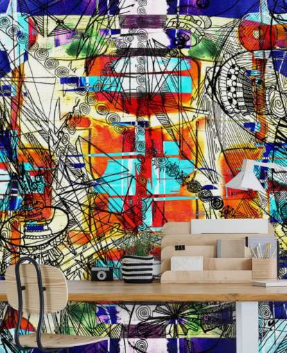 Kleurrijke abstracte kunst behang