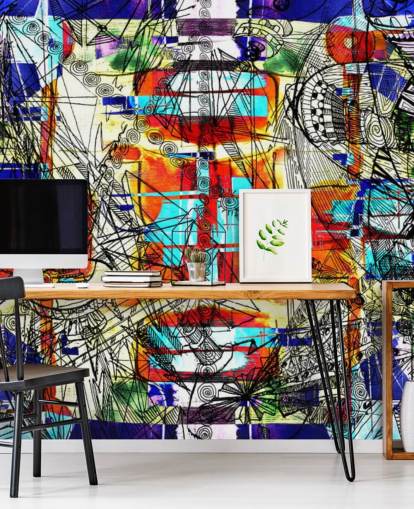 Kleurrijke abstracte kunst behang