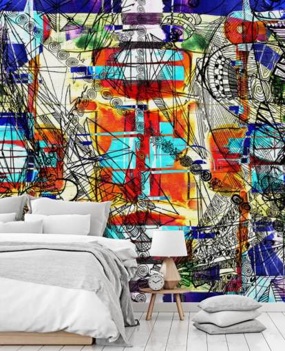 Kleurrijke abstracte kunst behang