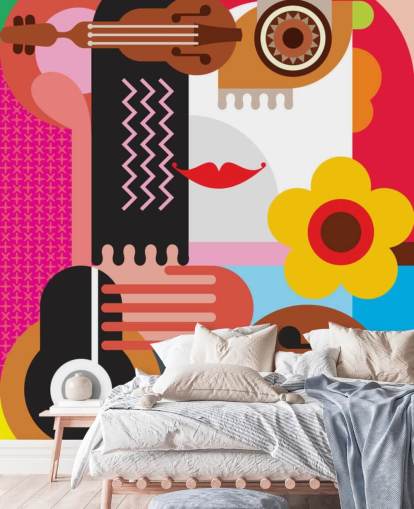 Colourful Music Face Wallpaper