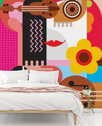 Colourful Music Face Wallpaper