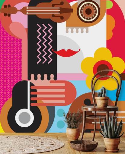 Colourful Music Face Wallpaper