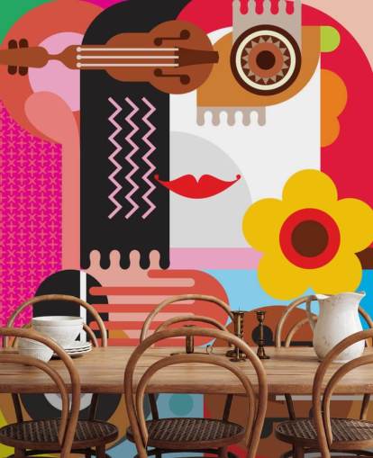 Colourful Music Face Wallpaper