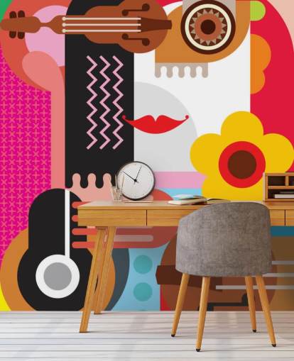 Colourful Music Face Wallpaper