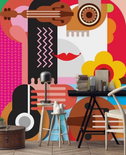 Färgglada musik ansikte Bakgrund