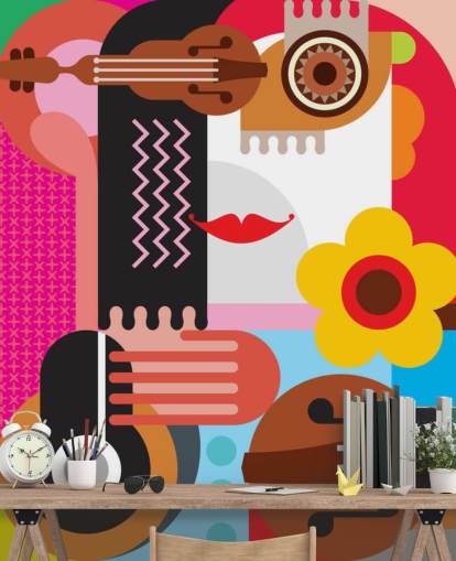 Colourful Music Face Wallpaper