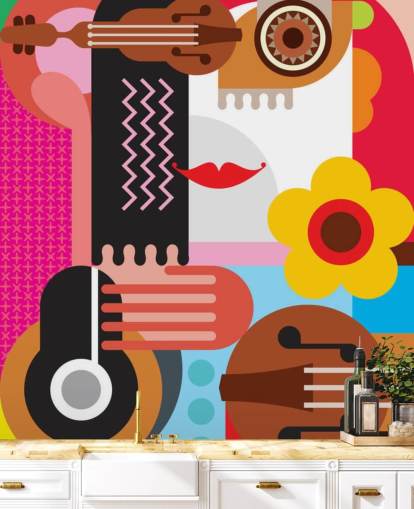 Papel pintado de cara de música colorida Papel pintado de cara de música colorida